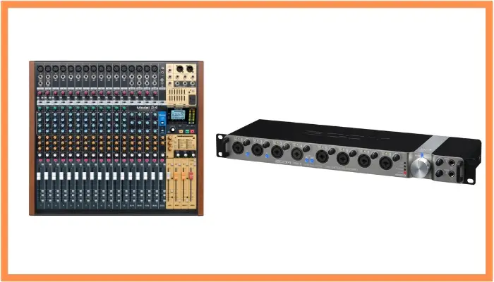 mixing console vs audio interface