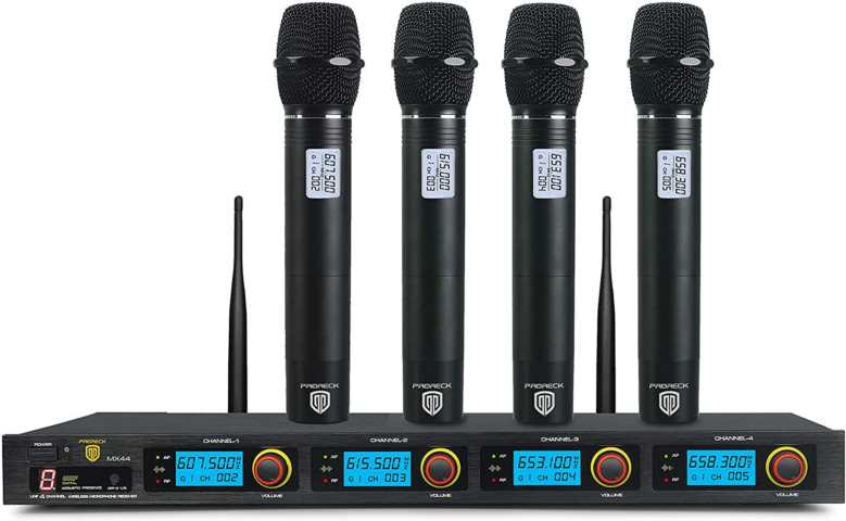 Proreck MX44 4-Channel UHF Wireless Microphone System