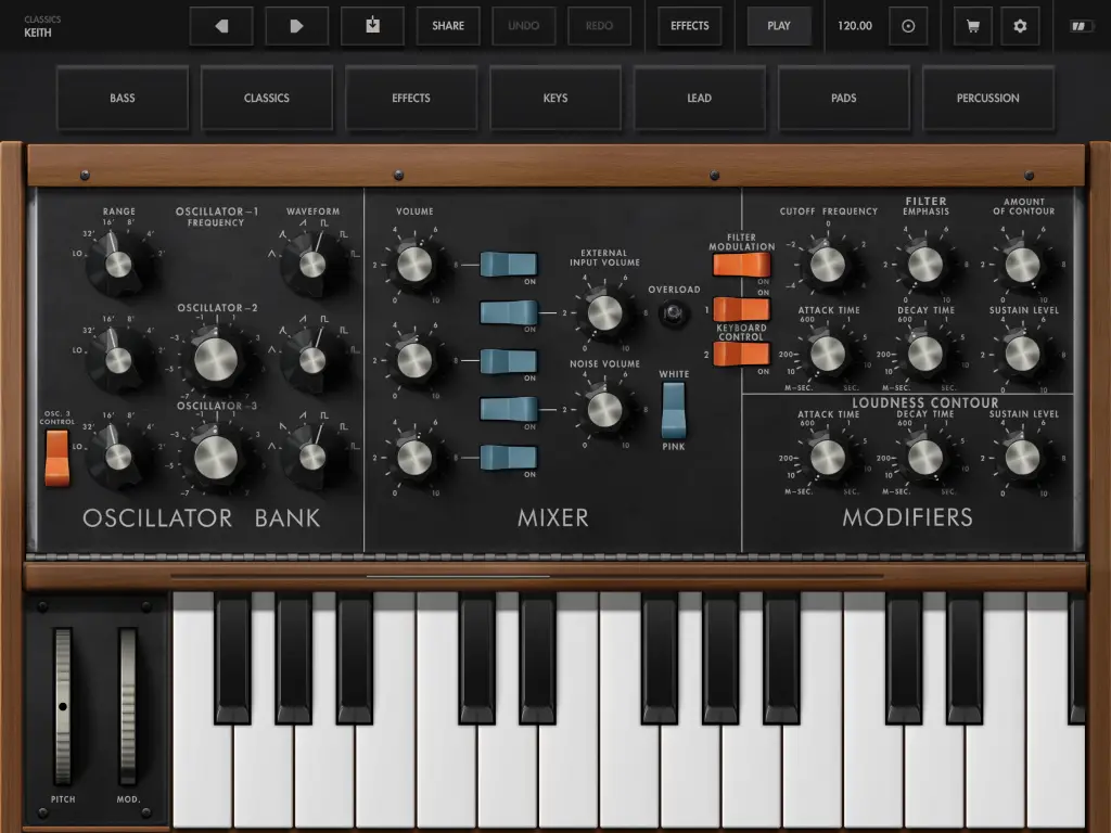 Minimoog D app presets and effects