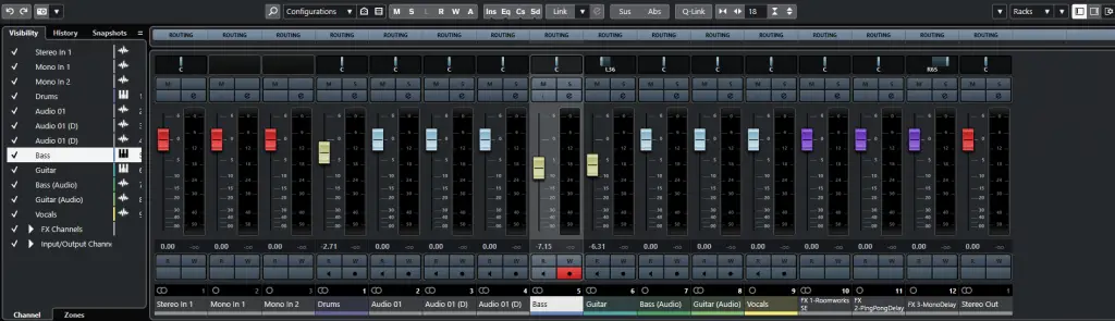 Cubase channel strip