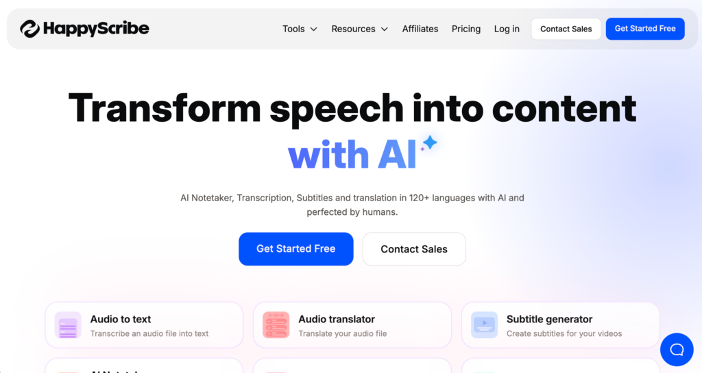 happy scribe video transcription tool